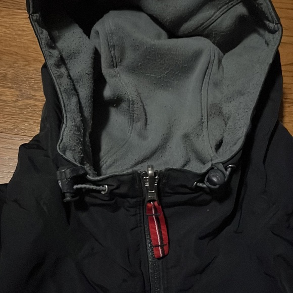 Men's VINTAGE Nike Reversible Fleece Jacket Size large gray and black Spell-out - Picture 4 of 13